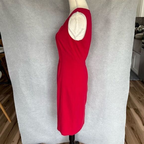 BCBGMAXAZRIA Evelyn Red Sleeveless Bodycon Dress Women's Size 6 Formal with flaw - Picture 4 of 9